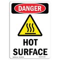 Signmission OSHA Danger Sign, Hot Surface, 10in X 7in Decal, 7" W, 10" H, Portrait, OS-DS-D-710-V-2407 OS-DS-D-710-V-2407